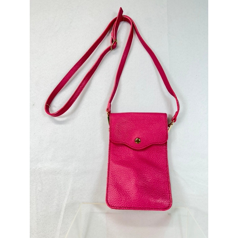 Hot Pink Textured Cell Phone Crossbody Bag Small‎ Shoulder Purse With Strap